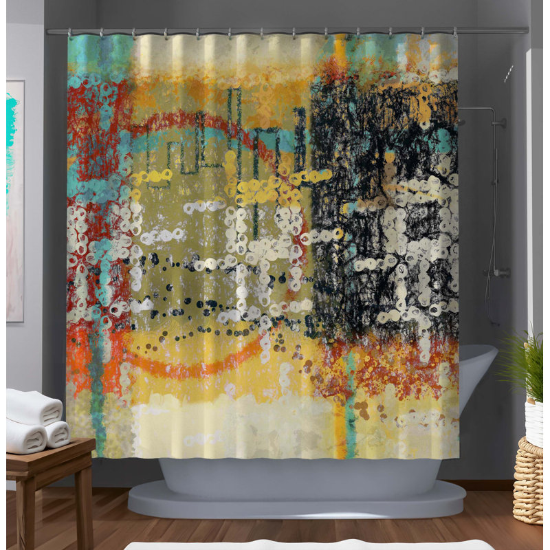 East Urban Home Jerra Abstract Shower Curtain | Wayfair